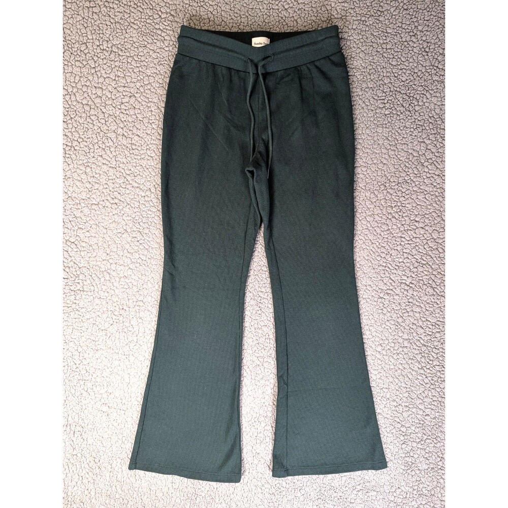 Aritzia Sunday Best Tate Pants High-Waisted Flare Ribbed Stretch Green Size XS